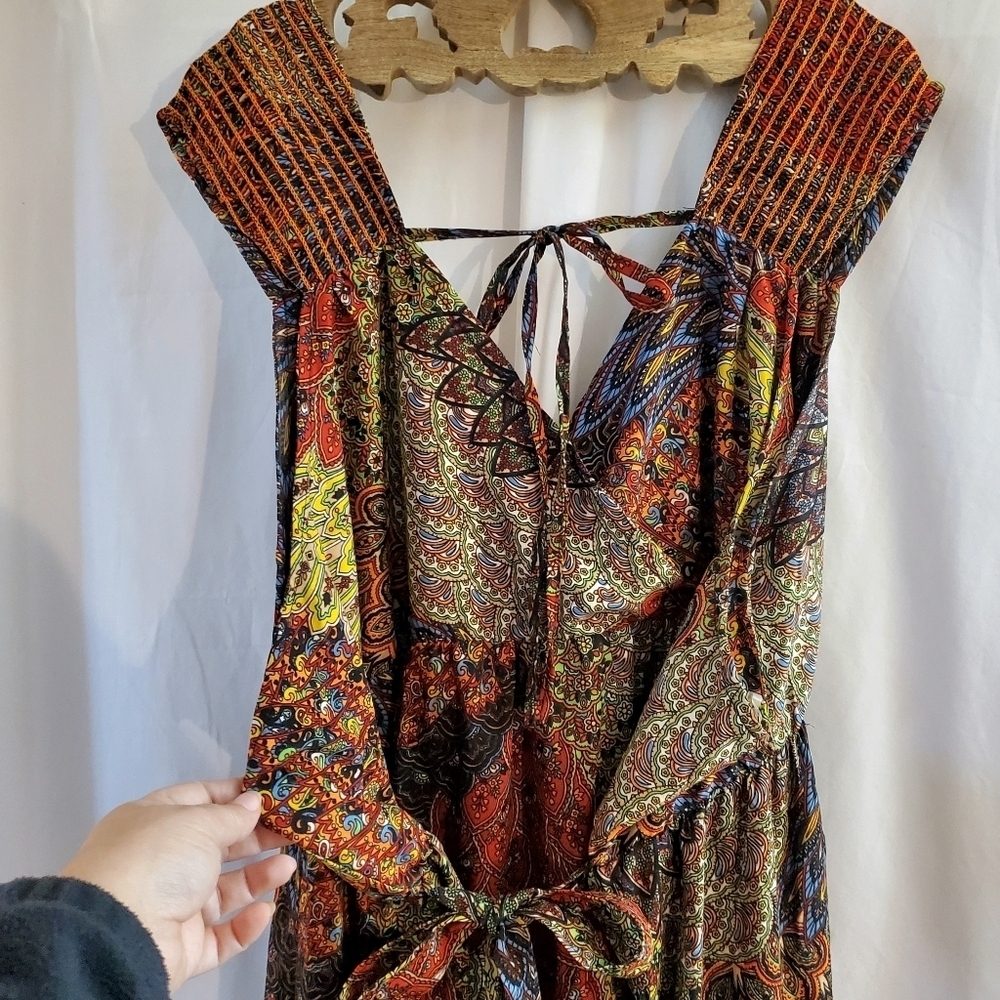 Erica Brooke Plus Size 36 Maxi Wrap Dress Tie Waist & Back V-Back Paisley Design - Picture 4 of 7